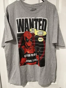Marvel Dead Pool  Size XL Gray Wanted Bathroom Short Sleeve Shirt 1H76 - Picture 1 of 5