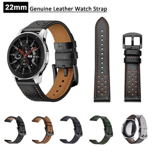 22mm Genuine Leather Watch Strap Band for Samsung Galaxy Watch 3 45 46mm Gear S3 - Picture 1 of 25