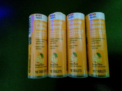 Lote De 4 Comprimidos De Glucosa CVS Sabor Naranja Viaje Tamaño 10 Comprimidos Diabetes  Foto 1 de 2
