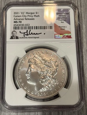 2021 CC- Morgan Silver Dollar- Carson City Privy- NGC-MS70- Advance Release-Uram - Image 1 of 3