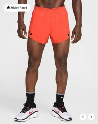 NEW NIKE MENS S M L ADV AEROSWIFT RUNNING SHORTS 4" 2in1 CRIMSON RED FN3352 696 - Image 1 of 4
