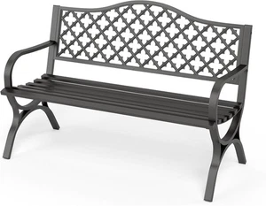 Gartenbank Metall 3-Sitzer Sitzbank Parkbank Bank Balkon Garten Möbel schwarz - Bild 1 von 8