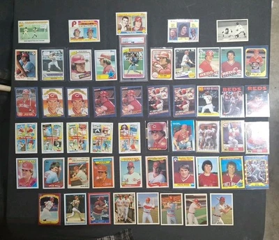 Pete Rose Baseball Card Lot Of 53 Different. 1977-89. 1980 Topps H.L  PSA 7,     - Image 1 of 4