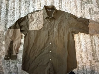 Camisa Columbia Para Hombres Grande Verde Tiro Caza Acolchada Parches para el Hombro Campo Foto 1 de 4