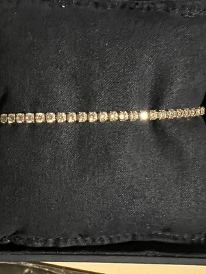 Hermosa pulsera de tenis elegante de circonita cúbica de oro amarillo macizo de 10K de 2,8 mm. 7 pulgadas hombres mujeres Foto 1 de 2