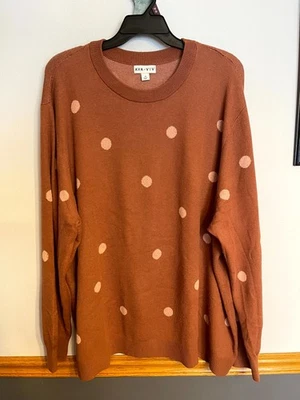 Suéter Ava & Viv Para Mujer Talla Grande 4X Pullover Lunares Naranja Quemado Foto 1 de 4