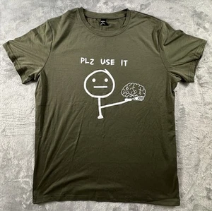 Lustiges Herren T-Shirt Brain Größe M "Please Use It" Holding Brain Grün Neu - Bild 1 von 8