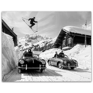 Vintage Skisprung Foto Poster 11x14 ungerahmt schwarz-weiß Wintersport Kunst - Bild 1 von 9