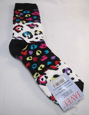 Womens Novelty Animal Print Cheetah Leopard colorful Crew Socks Sz 9-11 Sparkle - Image 1 of 2