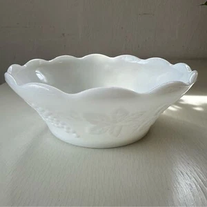 Vintage Indiana Milchglas Obstschale Kolonie Ernte Traube 8,5" gewellter Rand USA - Bild 1 von 7