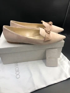 JIMMY CHOO ‘Gabie’ Ballet Pink Nude Suede Flats Slip On Uk 7.5 Eu 40.5 Rrp £450 - Picture 1 of 11