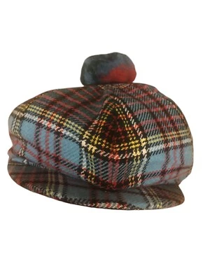 Винтажные J.S. Wilson ограниченного Newsboy крышка Snap закрыть синий клетку бретон шляпа Англии - Изображение 1 из 4