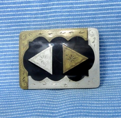 Western Scroll Belt Buckle Arrowhead Design German Silver Vtg 80s USA    .TYC484 - Image 1 of 4