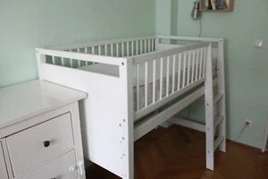 Hans Natur Tim 3in1 mit Leiter Baby-bett Junior bett Halb-Hochbett Matratze - Bild 1 von 10