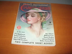 1934 Cosmopolitan Fiction by Wodehouse, Sabatini, Cover by Fisher, Great Ads - Imagen 1 de 8