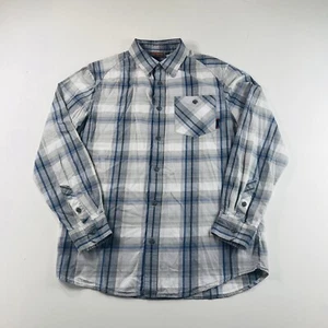 Merrell Button Down Shirt L/S Blue Gray Plaid Mens Size Medium - Picture 1 of 7