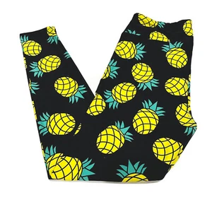 New LulaRoe One Size OS Leggings Pineapples on Black **Rare** - Picture 1 of 2