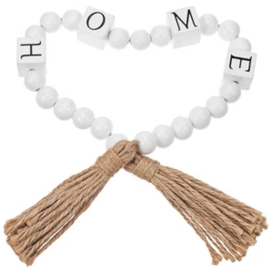 Wood Bead Garland Decorative Beads Home Decor Bead String With Tassels Wall - Picture 1 of 12