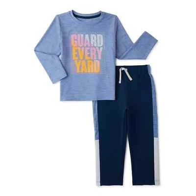 Conjunto de camiseta y pantalones jogger Athletic Works para niños pequeños talla 2T gráfico "Guarda cada yarda" Foto 1 de 4