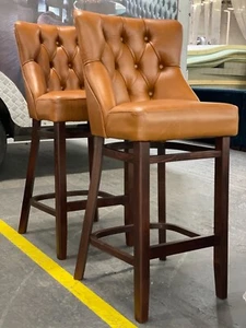 Luxury chesterfield bar stool , reall leather stool , solid wood highstool - Picture 1 of 7