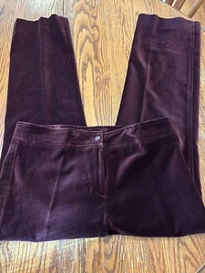 Vtg 70s Plum Maroon Velvet Trousers Pants Sz L 36” Wst Wide Leg Women’s Fall Fav - Picture 1 of 4