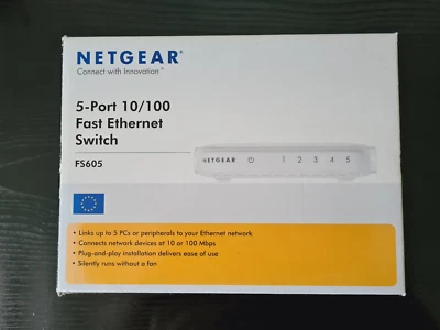 NetGear Switch FS 605 5-Port 10/100 Mbps Fast Ethern in freundlichem Weiß - Bild 1 von 4