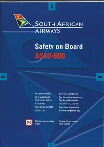 Tarjeta de seguridad - South African Airways - A340-600 - 2002 - 12/02 (S4272) - Imagen 1 de 1