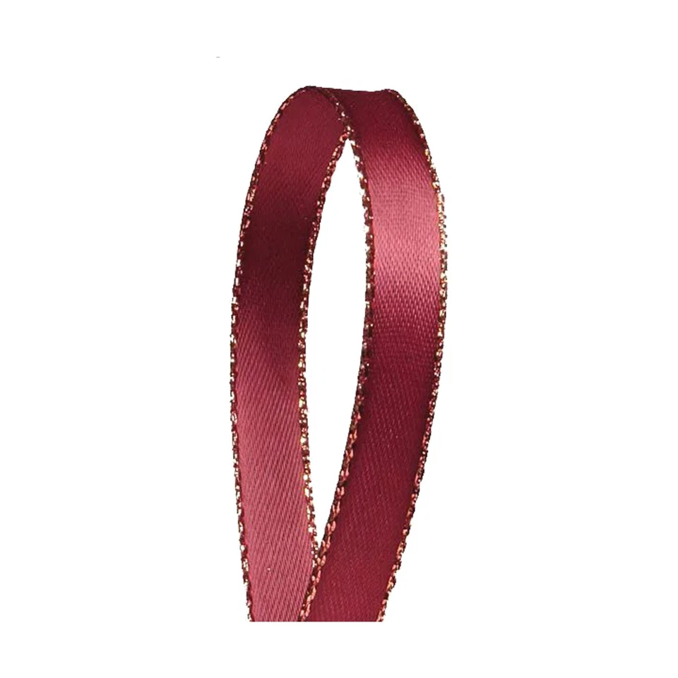 Burgundy Gold Bows | Wine Gold Edge Satin Ribbon - 3/8in. x 50 Yds (pm57520331) - Image 1 of 1