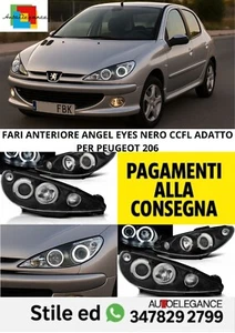 Faro Delantero Angel Eyes Negro CCFL Adecuado Para PEUGEOT 206 - Imagen 1 de 3