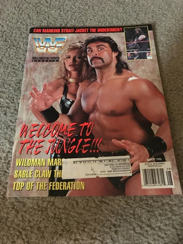 AUGUST 1996 WWF MAGAZINE SABLE & WILDMAN MARC MERO w/ CENTERFOLD POSTER Cover