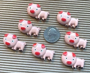 10 piezas x 1 3/8" resina cerdito respaldo plano adornos/cerdo/granja/animal/lindo SB630 - Imagen 1 de 2