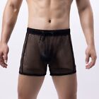 Mens Seethrough Boxer Briefs Shorts with Mesh Pouch Lingerie Underwear