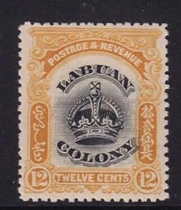 LABUAN-1902-03 12c Black & Yellow Sg123  MOUNTED MINT - Picture 1 of 2