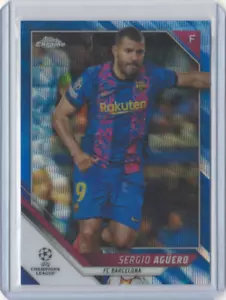 2021-22 Topps Chrome UEFA Champions League #39 Sergio Aguero Blue Wave /75 - Picture 1 of 2
