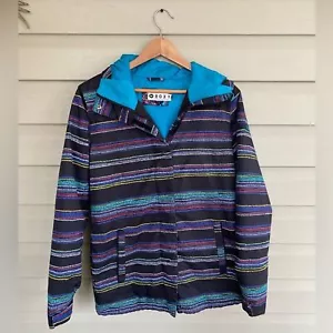 ROXY women’s snow ski winter jacket snowboarding size M striped hooded EUC sz M - Picture 1 of 15