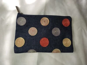 Vintage Bath and Body Works Blue Denim Polka Dot Red Zip Up Clutch Make-Up Bag - Picture 1 of 4