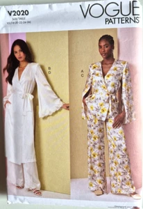 VOGUE PATTERN 2020 ROBE LOUNGE TOP PANTS MISSES SIZES 18 20 22 24 26 NEW - Picture 1 of 2
