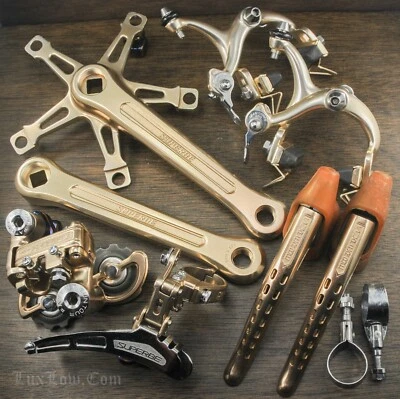 NOS Vintage Gold Suntour Superbe RoadBike GROUP Derailleurs Brakes Crank Bicycle - Image 1 of 4