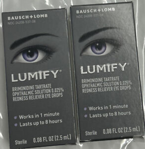 NEW (Lot Of 2) Bausch + Lomb LUMIFY Redness Reliever Eye Drops 0.08oz Ophthalmic