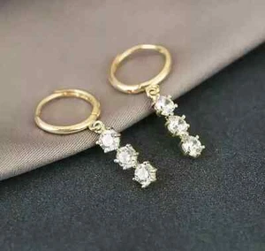 1,50 kt Lab Created Diamant Ohrhänger & Ohrhänger Damen Ohrringe 14 K Gelbgold vergoldet - Bild 1 von 5