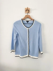Talbots Womens Light Blue Cardigan Sweater Button Up Rayon Cotton Large Petite - Picture 1 of 7