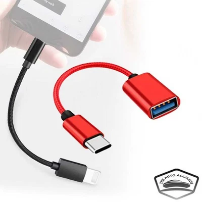 Cable convertidor adaptador OTG de 2 piezas USB-C tipo C macho a USB tipo A hembra rojo Foto 1 de 3