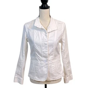 Talbots weiß Stretch Baumwolle Twill Jacke Größe 6P Sommer Safari klassische Schichten - Bild 1 von 10