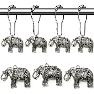 Elephant Shower Curtain Hooks Rings - Misty Forest Shower Curtain Hooks Rust ... - Picture 1 of 7