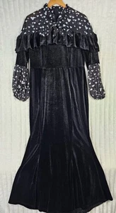 SHEIN Curve Velvet Black & White Heart Design Long Polyester Dress Size OXL - Picture 1 of 7