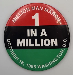 "De colección Million Man March 1 In A Million 1995 Pinback botón 3"" negro rojo verde" - Imagen 1 de 4