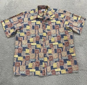 Reyn Spooner Shirt Mens 2XL Hawaiian Patchwork Tapa Button Front Short Sleeve - Picture 1 of 14