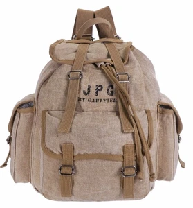 Neu JEAN PAUL GAULTIER braun Canvas Kordelzug Rucksack Frankreich Unisex - Bild 1 von 10