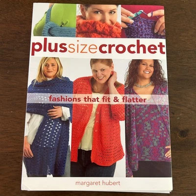 PLUS SIZE CROCHET Pattern Book Womens Fashions Cardigan Sweaters Vests Pullover - Image 1 of 4