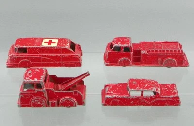 Lote de ambulancia camión de bomberos rojo metal fundido a presión 4-5" juguete Midge de colección de los años 50 Foto 1 de 4